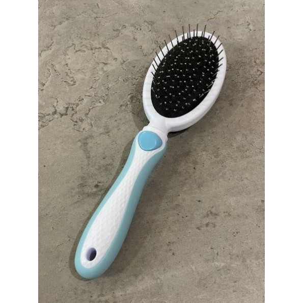 Гребінець двосторонній зі щіткою для собак і кішок з різними типами шерсті блакитна  -
                                                        Фото 2