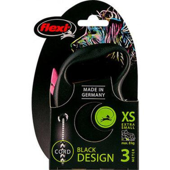 Черная рулетка для собак с тросовым поводком XS Flexi Black Design с розовым цветом 3м/8кг -
Фото 2 Черная рулетка для собак с тросовым поводком XS Flexi Black Design с розовым цветом 3м/8кг -
Фото 2