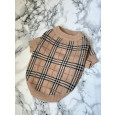 Брендовый свитер для собак BURBERRY в мелкую клетку, бежевый L