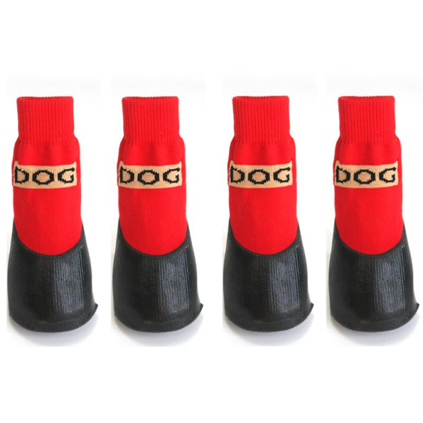 Водонепромокаючі шкарпетки для собак Multibrand "DOG" з липучкою навколо лапки, червоний