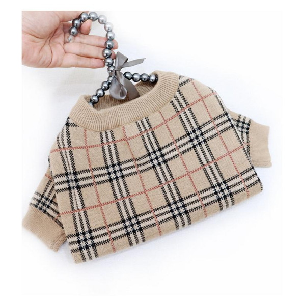 Брендовый свитер для собак BURBERRY в мелкую клетку, бежевый L -
                                                        Фото 3