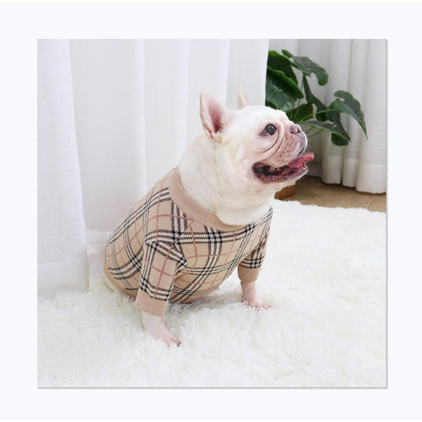 Брендовый свитер для собак BURBERRY в мелкую клетку, бежевый L -
                                                        Фото 6