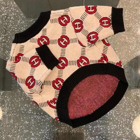 Брендовый свитер для собак GUCCI бежевый XL -
                                                        Фото 6
