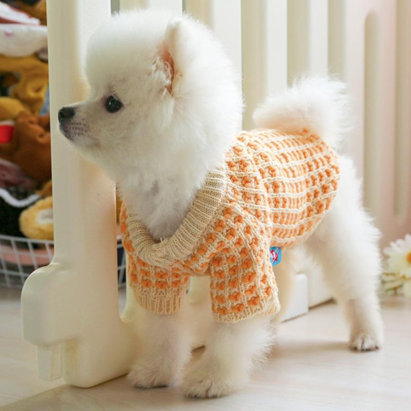 Свитер для собак PetCircle широкая безжевая вязка, Оранжевый XL -
                                                        Фото 4