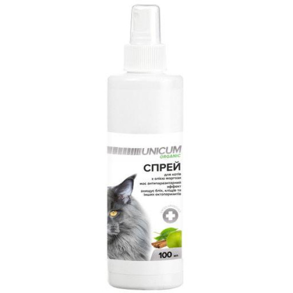 Спрей UNICUM Organic від бліх та кліщів для котів з олією маргози (нім) 100мл 