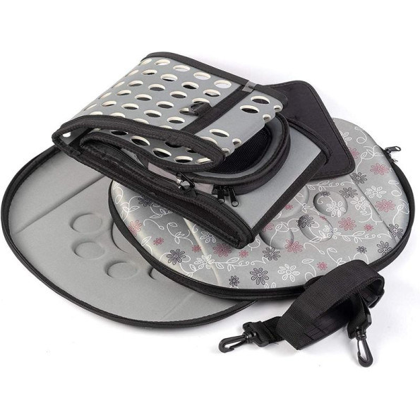 Сумка-перенесення для домашніх тварин (коти, собаки) складана, з довгою ручкою, з отворами для повітря, ЛАПКА сіра  -
                                                        Фото 4