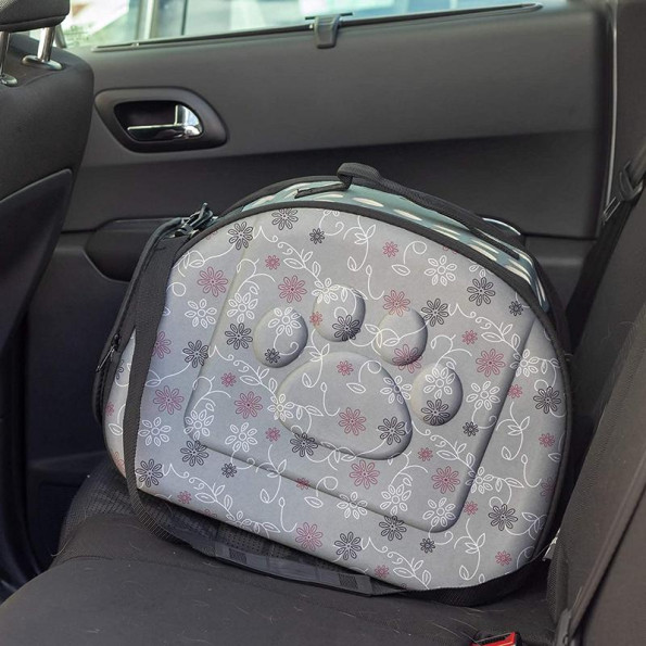 Сумка-перенесення для домашніх тварин (коти, собаки) складана, з довгою ручкою, з отворами для повітря, ЛАПКА сіра  -
                                                        Фото 5