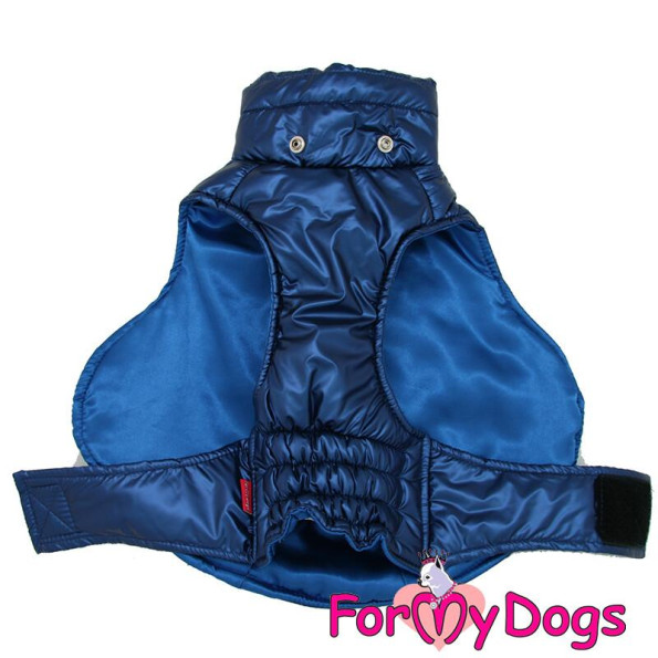 Тепла зимова куртка для собак-Попона для собак For My Dogs "BLUE SILK" на шовковому підкладі, з капюшоном, синій -
                                                        Фото 2