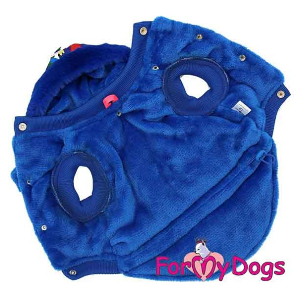 Зимний жилет для собак For My Dogs Милитари на плюшевом подкладе, с капюшоном, синяя -
                                                        Фото 4