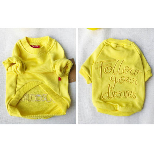 Толстовка для собак Family Look для собак и владельцев с надписью Follow Your Dream без капюшона желтого цвета -
                                                        Фото 5