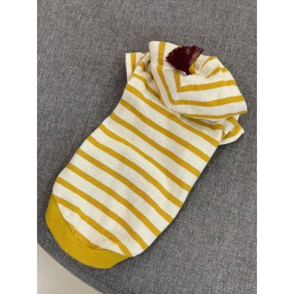 Легка толстовка для собак з капюшоном, без рукавів у смужку Boris House Strie Hoody жовтого кольору Легка толстовка для собак з капюшоном, без рукавів у смужку Boris House Strie Hoody жовтого кольору