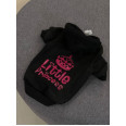 Толстовка для собак трикотажна з капюшоном, принт з написом Little Princes, чорного кольору