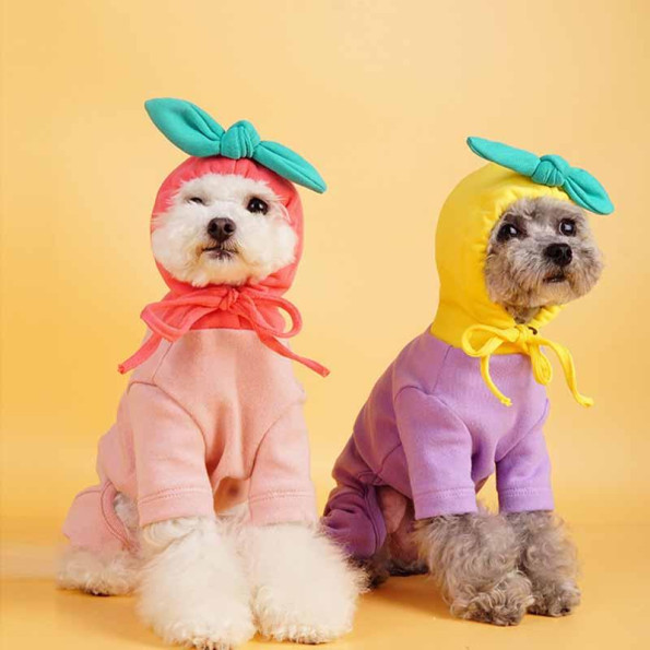 Трикотажный Костюм для собак Cheepet Персик на спинке с капюшоном, розовый -
                                                        Фото 2