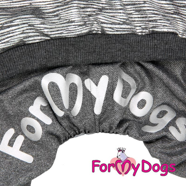 Трикотажний комбінезон для собак For My Dogs Silver з капюшоном, на кнопках сірого кольору -
                                                        Фото 2