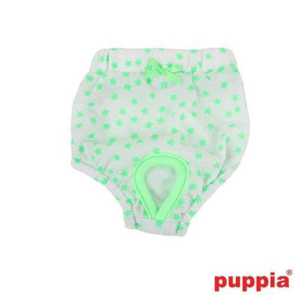 Трусы для собак Puppia "Taffy" украшены мелкими звездочками и бантиком,резинка на животике, зеленые Трусы для собак Puppia "Taffy" украшены мелкими звездочками и бантиком,резинка на животике, зеленые