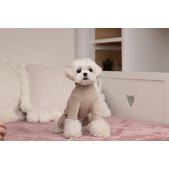 Трикотажный комбинезон для собак Cheepet с рисунком мишки на спинке, Бежевый S -
                                                        Фото 3