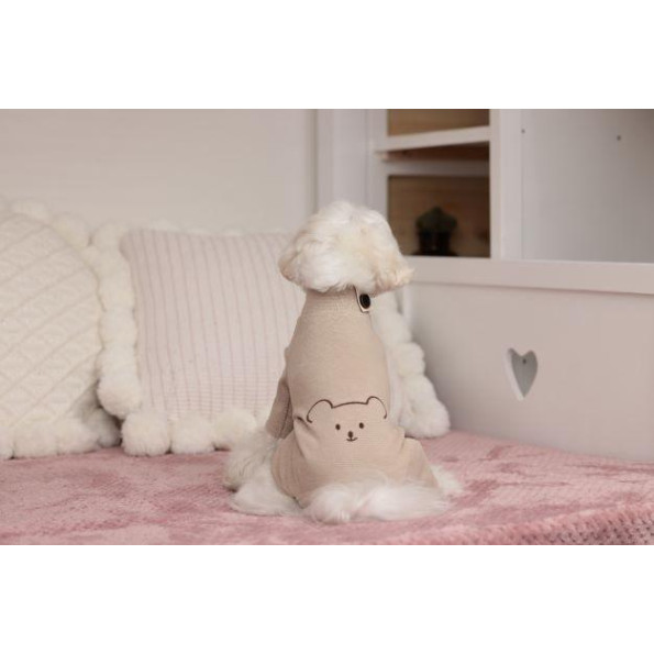 Трикотажный комбинезон для собак Cheepet с рисунком мишки на спинке, Бежевый S -
                                                        Фото 5