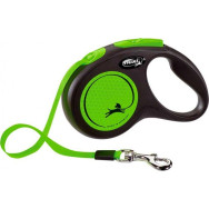 Рулетка для собак із стрічковим повідцем S Flexi New Neon зеленого кольору 5м/15кг Рулетка для собак із стрічковим повідцем S Flexi New Neon зеленого кольору 5м/15кг