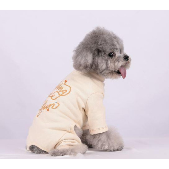 Трикотажний костюм для собак Cheepet Being nice is fun, бавовна, бежевий L -
                                                        Фото 2