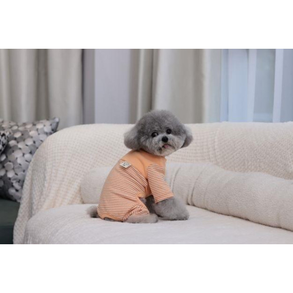 Трикотажний костюм для собак Cheepet у смужку, помаранчевий M -
                                                        Фото 3