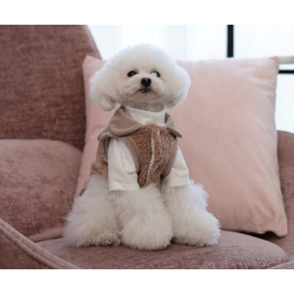 Жилет для собак Cheepet украшена ушками, на кнопках, коричневая M -
                                                        Фото 3