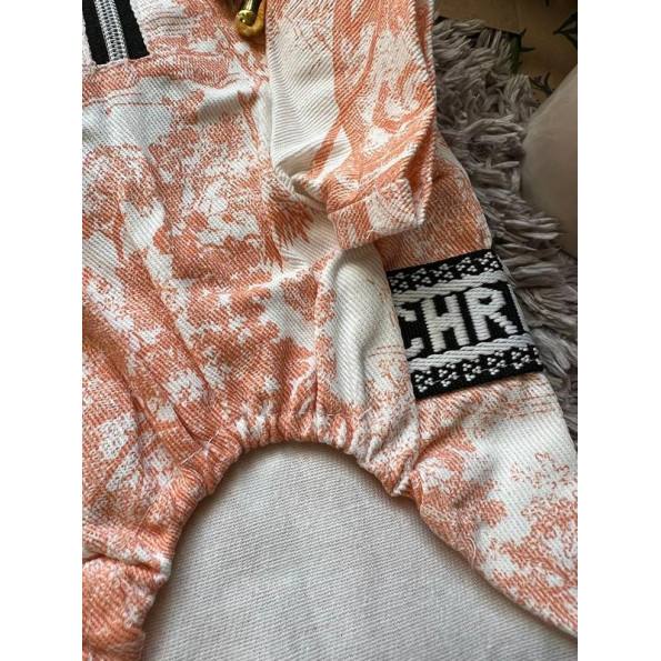 Брендова джинсова куртка для собак DIOR з капюшоном, помаранчева XS -
                                                        Фото 5