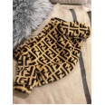Брендова шуба для собак FENDI зі штучного хутра на шовковій підкладці без капюшона, коричнева 2XL