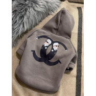 Брендовая Толстовка для собак и котов с капюшоном утепленный трикотаж серая L Брендовая Толстовка для собак и котов с капюшоном утепленный трикотаж серая L