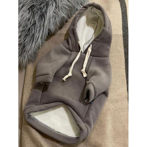 Брендовая Толстовка для собак и котов с капюшоном утепленный трикотаж серая L -
                                                        Фото 2