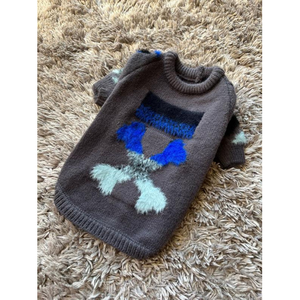 Брендовий светр для собак OFF WHITE з кісточками у вигляді хреста на спинці, сірий