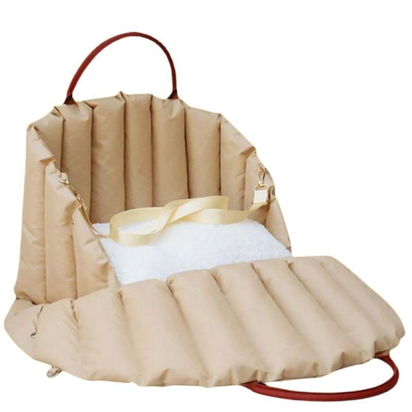 Сумка-перенесення, автокрісло для собак і кішок, вертикальна прошивка, легка з м\'яким дном, кремова  -
                                                        Фото 2