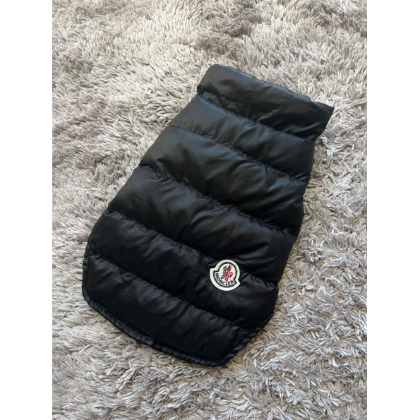 Брендовий зимовий жилет для собак MONCLER, без капюшона, на точках, чорний