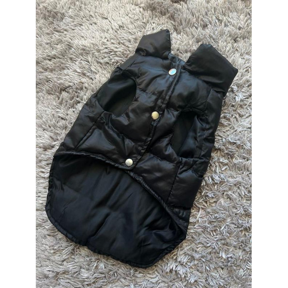 Брендовий зимовий жилет для собак MONCLER, без капюшона, на точках, чорний -
                                                        Фото 3
