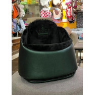 Автокрісло для собак і кішок у машині Maralis гладка еко шкіра зеленого кольору з чорним хутром усередині 