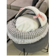 Лежанка люлька для собак Boris House Baby Cradle с плюшевым мартрасом белого цвета в клеточку