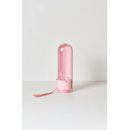 Портативная дорожная поилка для собак на блокаторе, складная с веревочкой для руки РОЗОВАЯ 420мл