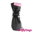 Демисезонные нейлоновые сапоги для собак For My Dogs на липучках со светоотражением черного цвета