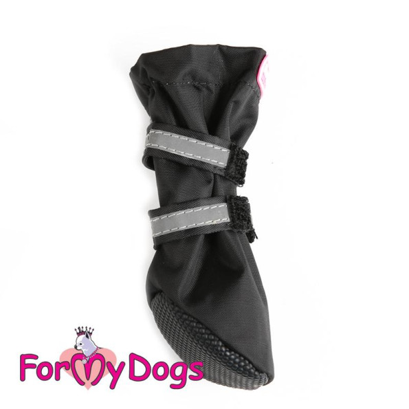 Демисезонные нейлоновые сапоги для собак For My Dogs на липучках со светоотражением черного цвета -
                                                        Фото 2
