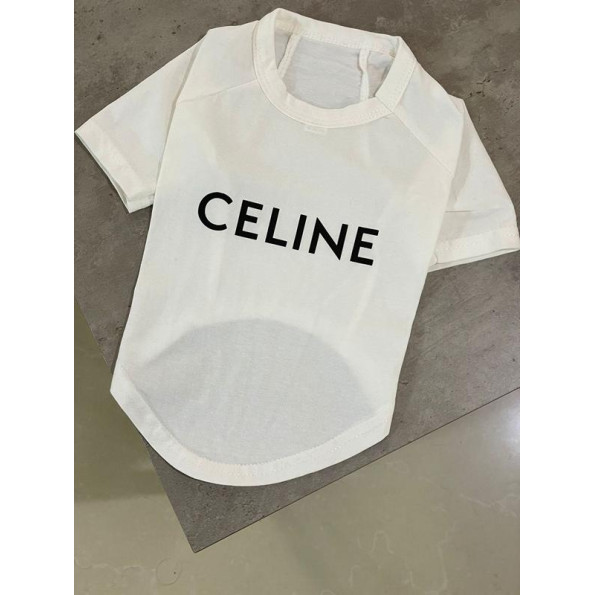 Брендовая футболка для собак и котов Celine Белая L