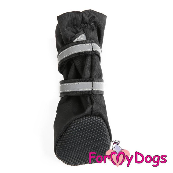 Демисезонные нейлоновые сапоги для собак For My Dogs на липучках со светоотражением черного цвета -
                                                        Фото 3