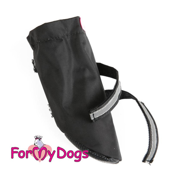 Демисезонные нейлоновые сапоги для собак For My Dogs на липучках со светоотражением черного цвета -
                                                        Фото 4