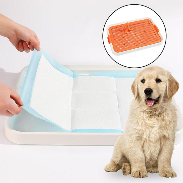 Туалет для собак с сеточкой и столбиком в виде БАНАНА для кобеля, оранжевый -
                                                        Фото 3