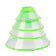 Защитный воротник для собак и кошек в горошек на кнопке, прозрачный с зеленой окантовкой L