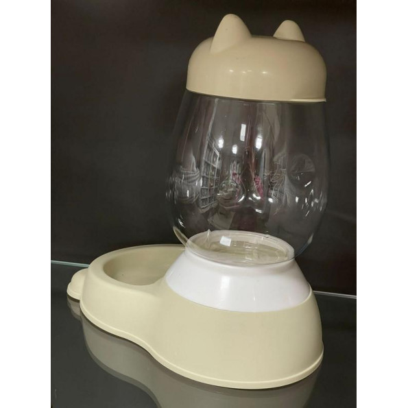 Автоматична миска-напувалка для води для собак і кішок з вушками 2.5л бежева  -
                                                        Фото 2