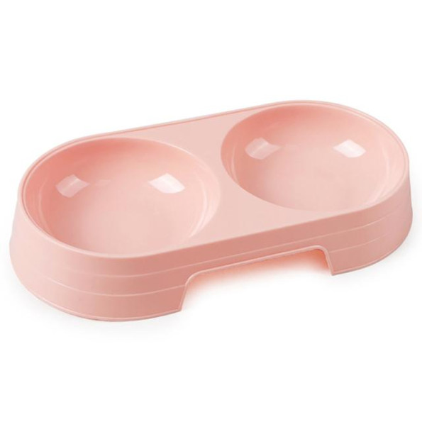 Подвійна пластикова миска для собак та котів 23*12*3,7см рожевий 