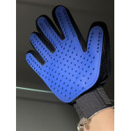 Перчатка для экспресс линьки гладкошерстных собак и кошек на правую руку, синяя Перчатка для экспресс линьки гладкошерстных собак и кошек на правую руку, синяя