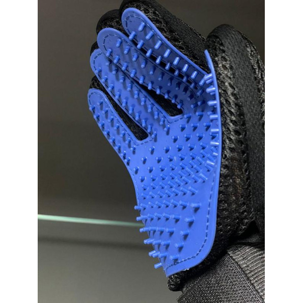 Рукавичка для експрес линяння гладкошерстих собак і кішок на праву руку, синя  -
                                                        Фото 2