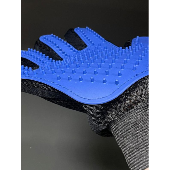 Рукавичка для експрес линяння гладкошерстих собак і кішок на праву руку, синя  -
                                                        Фото 4