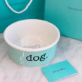Брендова керамічна миска для тварин собак та котів одинарна Tiffany & Co блакитна 