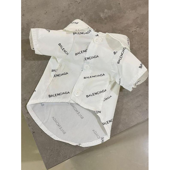 Брендовая рубашка для собак Balenciaga на пуговицах, хлопок белая 2XL